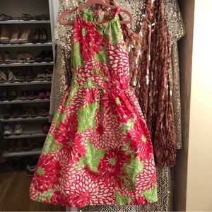 Lilly Pulitzer Pink & Green Floral Halter Dress